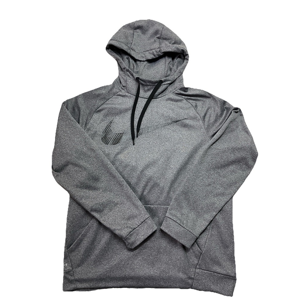Nike Dri Fit Mens Gray Long Sleeve Pullover Hoodie Size L
